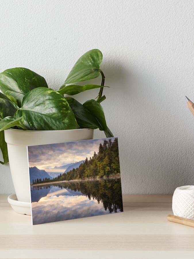 Thumbnail 1 of 2, Art Board Print, Lake Matheson Dawn, South Island, New Zealand designed and sold by Chockstone.