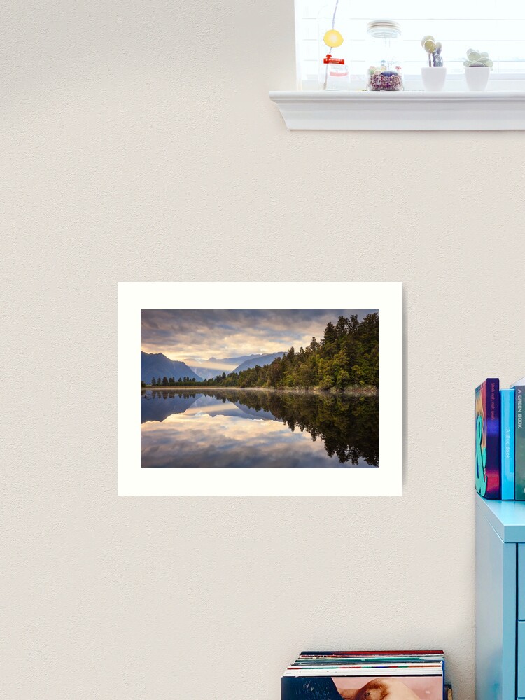 Thumbnail 2 of 3, Art Print, Lake Matheson Dawn, South Island, New Zealand designed and sold by Chockstone.