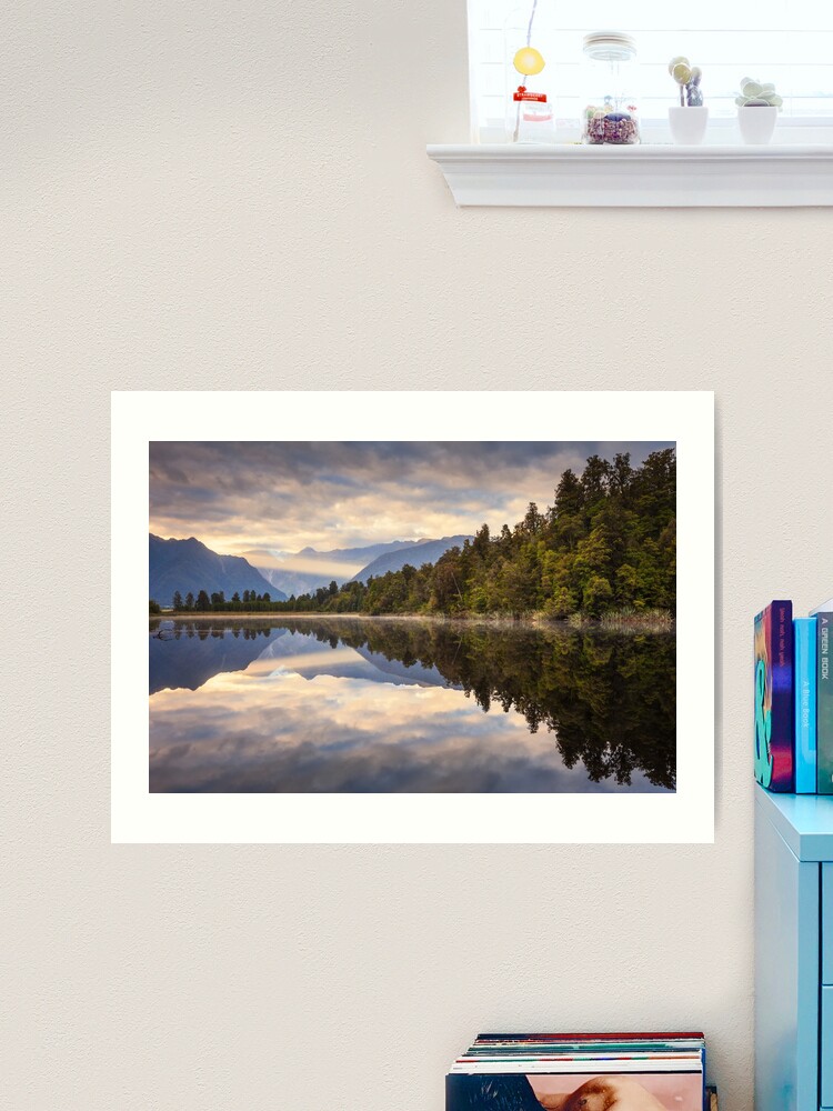 Thumbnail 2 of 3, Art Print, Lake Matheson Dawn, South Island, New Zealand designed and sold by Chockstone.