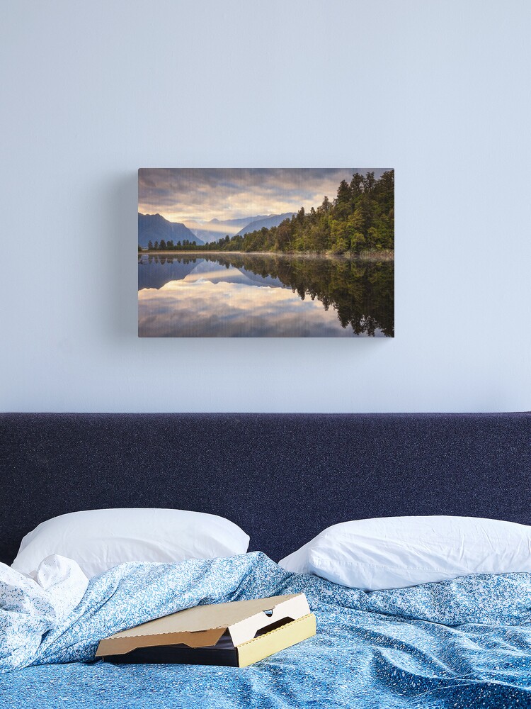 Thumbnail 2 of 3, Canvas Print, Lake Matheson Dawn, South Island, New Zealand designed and sold by Chockstone.