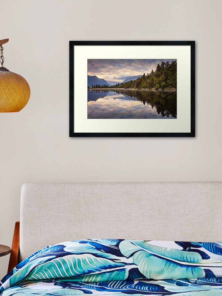 Thumbnail 2 of 7, Framed Art Print, Lake Matheson Dawn, South Island, New Zealand designed and sold by Chockstone.