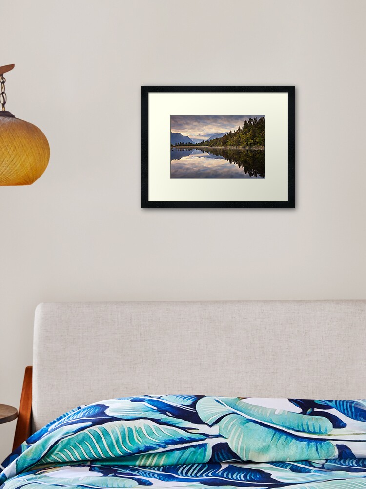 Thumbnail 1 of 7, Framed Art Print, Lake Matheson Dawn, South Island, New Zealand designed and sold by Chockstone.