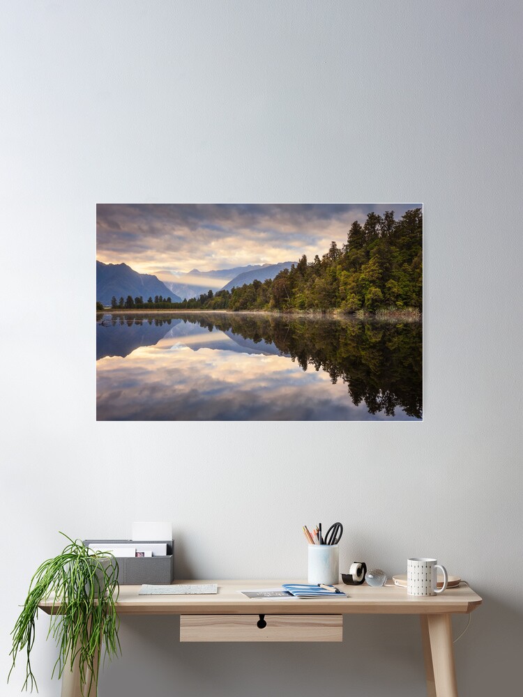 Thumbnail 1 of 3, Poster, Lake Matheson Dawn, South Island, New Zealand designed and sold by Chockstone.