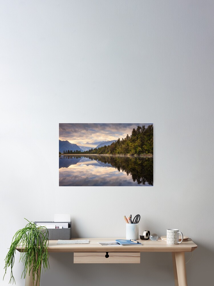 Thumbnail 1 of 3, Poster, Lake Matheson Dawn, South Island, New Zealand designed and sold by Chockstone.