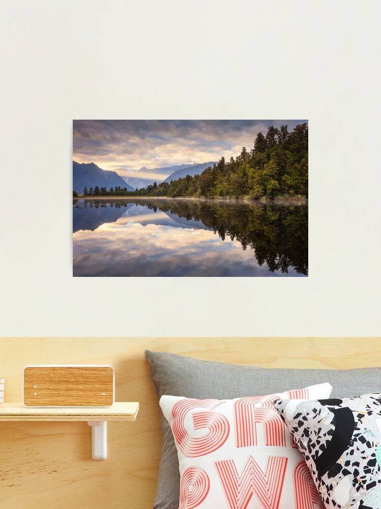 Thumbnail 1 of 3, Photographic Print, Lake Matheson Dawn, South Island, New Zealand designed and sold by Chockstone.