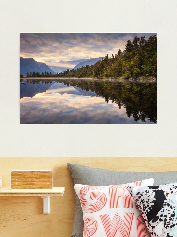 Thumbnail 2 of 3, Photographic Print, Lake Matheson Dawn, South Island, New Zealand designed and sold by Chockstone.