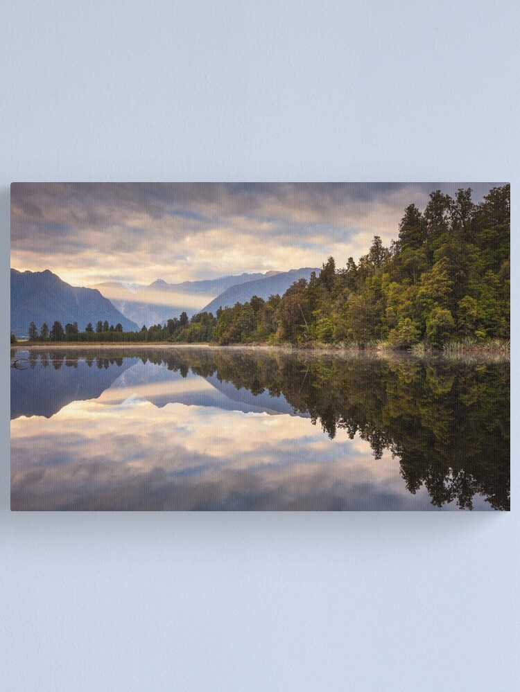 Thumbnail 2 of 3, Canvas Print, Lake Matheson Dawn, South Island, New Zealand designed and sold by Chockstone.