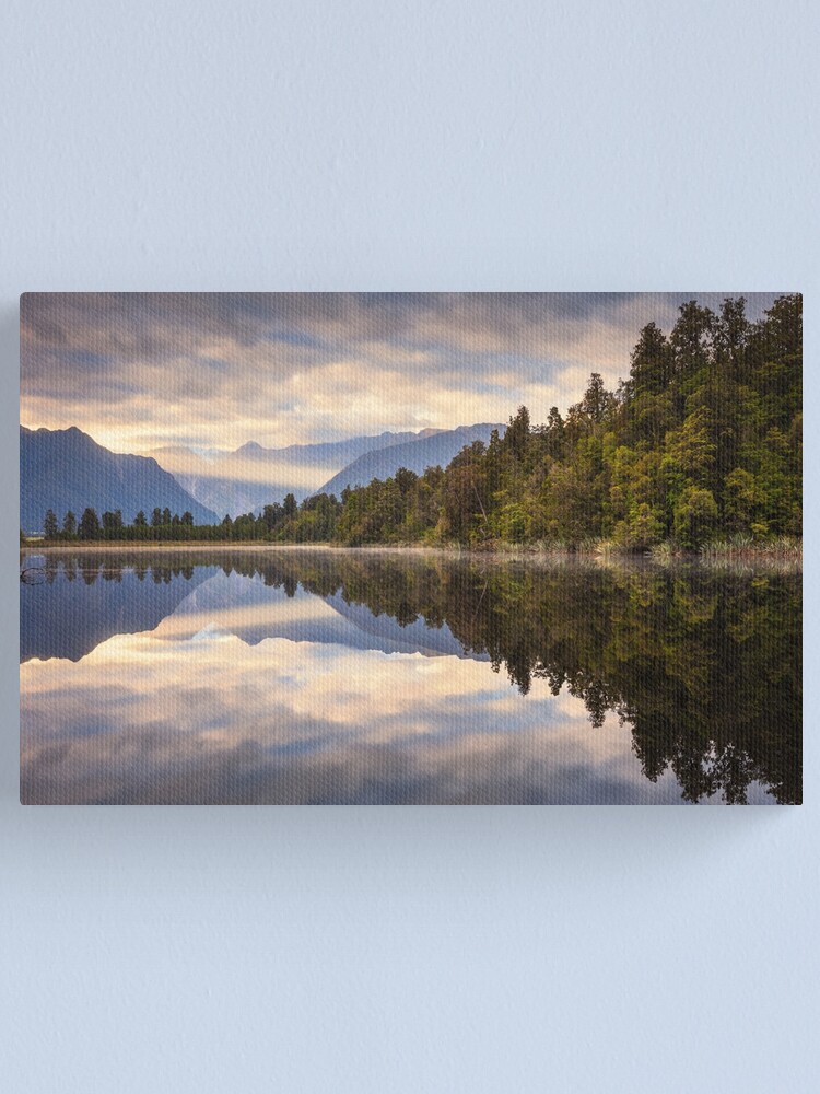 Thumbnail 2 of 3, Canvas Print, Lake Matheson Dawn, South Island, New Zealand designed and sold by Chockstone.