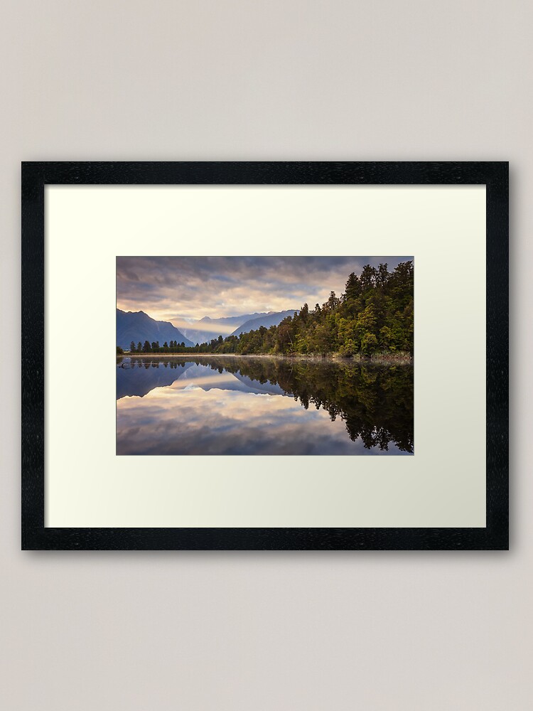 Thumbnail 2 of 7, Framed Art Print, Lake Matheson Dawn, South Island, New Zealand designed and sold by Chockstone.