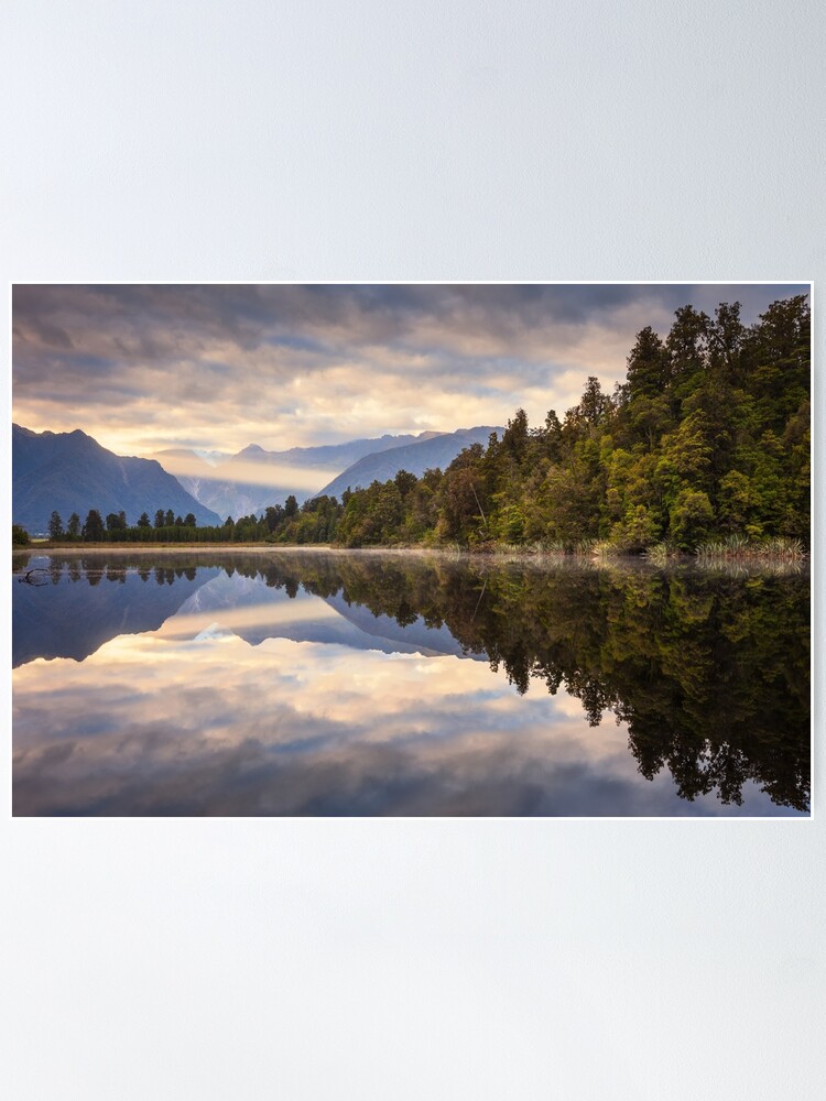 Thumbnail 2 of 3, Poster, Lake Matheson Dawn, South Island, New Zealand designed and sold by Chockstone.
