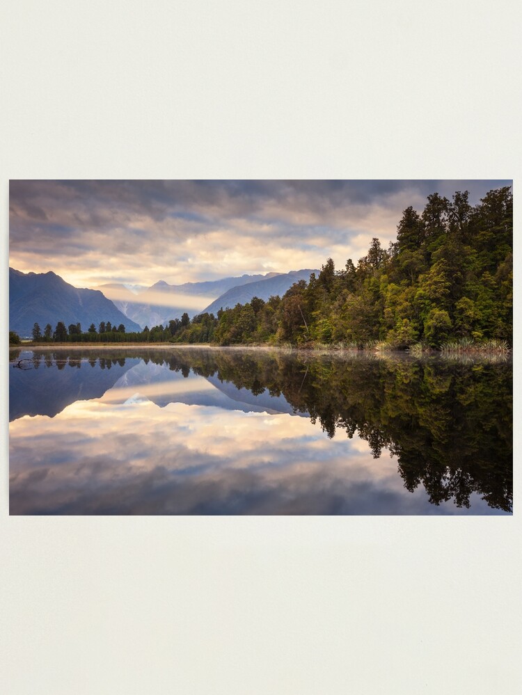 Thumbnail 1 of 3, Photographic Print, Lake Matheson Dawn, South Island, New Zealand designed and sold by Chockstone.