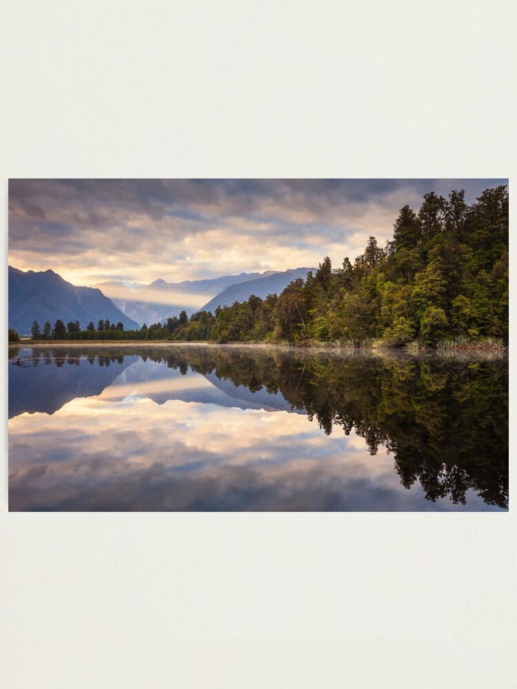 Thumbnail 1 of 3, Photographic Print, Lake Matheson Dawn, South Island, New Zealand designed and sold by Chockstone.