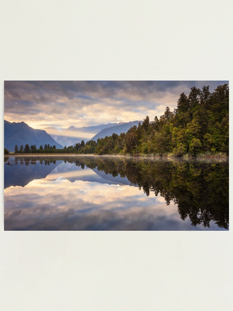 Thumbnail 1 of 3, Photographic Print, Lake Matheson Dawn, South Island, New Zealand designed and sold by Chockstone.