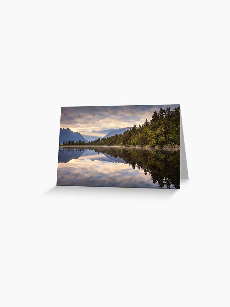 Thumbnail 1 of 2, Greeting Card, Lake Matheson Dawn, South Island, New Zealand designed and sold by Chockstone.