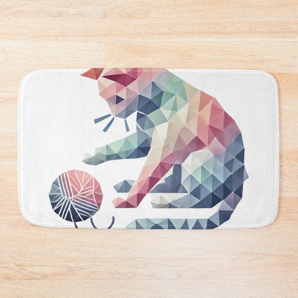Item preview, Geometric Cat with Yarn designed and sold by becauseturkey.