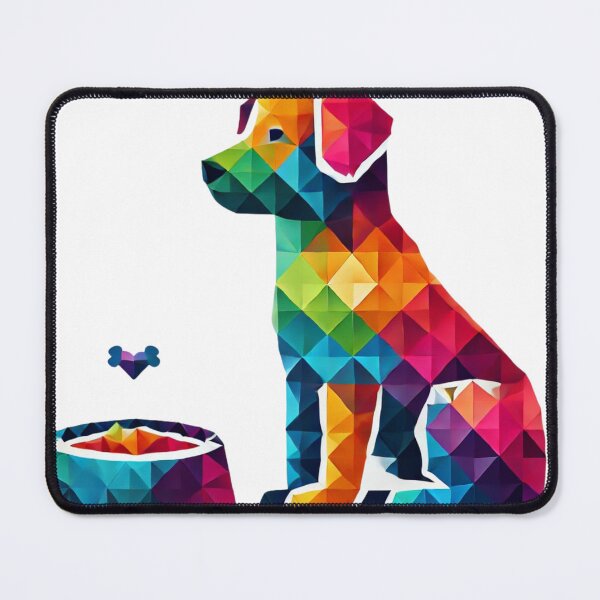 Item preview, Geometric Dog with Food Bowl designed and sold by becauseturkey.