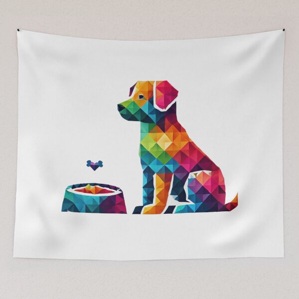Item preview, Geometric Dog with Food Bowl designed and sold by becauseturkey.