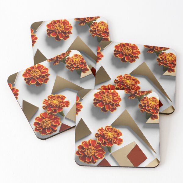 Item preview, Gold-Accented Marigolds with Sleek Geometric Shapes designed and sold by MyriadVoices.