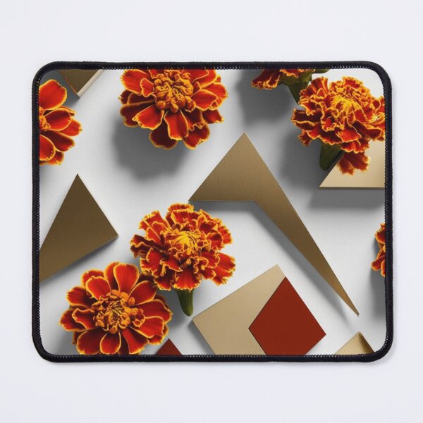 Item preview, Gold-Accented Marigolds with Sleek Geometric Shapes designed and sold by MyriadVoices.