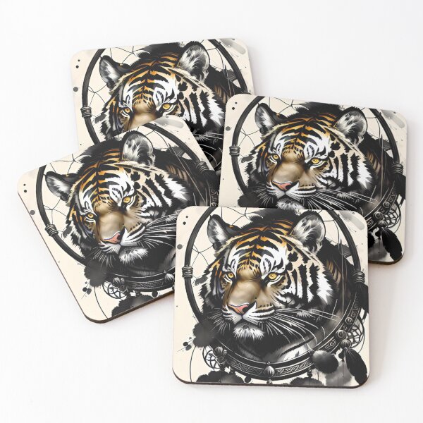 Artikelvorschau, Tiger, Traumfänger, Amulett, Talisman entworfen und verkauft von DonnaBlankaArt.