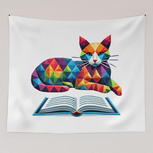 Item preview, Geometric Cat with an Open Book designed and sold by becauseturkey.