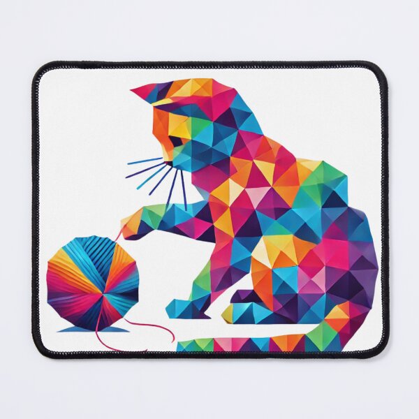 Item preview, Geometric Cat Playing with Yarn designed and sold by becauseturkey.