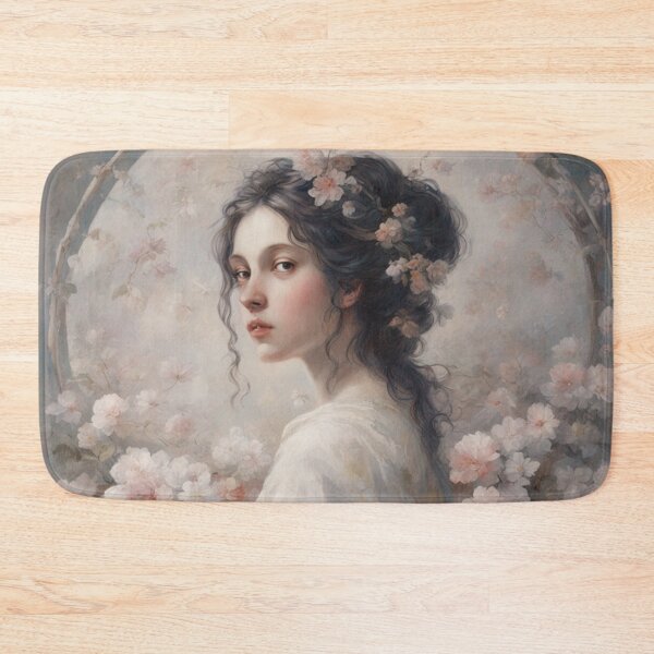 Item preview, girl, blooming garden, apple tree, Japan designed and sold by DonnaBlankaArt.