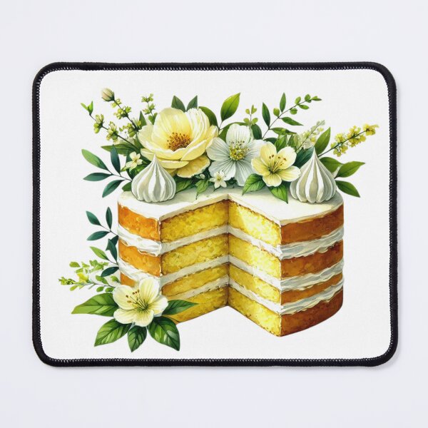 Item preview, Watercolor Lemon Cake with Floral Toppings designed and sold by Little Care Studio.