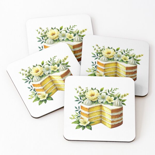 Item preview, Watercolor Lemon Cake with Floral Toppings designed and sold by Little Care Studio.