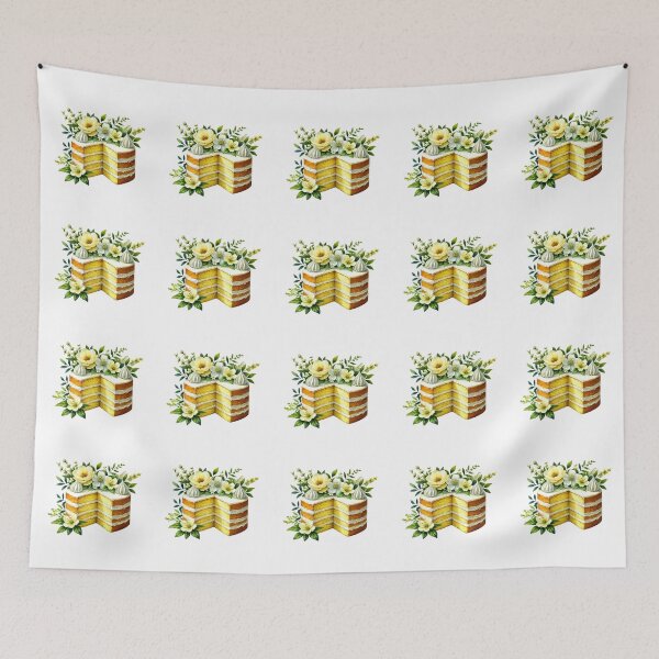 Item preview, Watercolor Lemon Cake with Floral Toppings designed and sold by Little Care Studio.