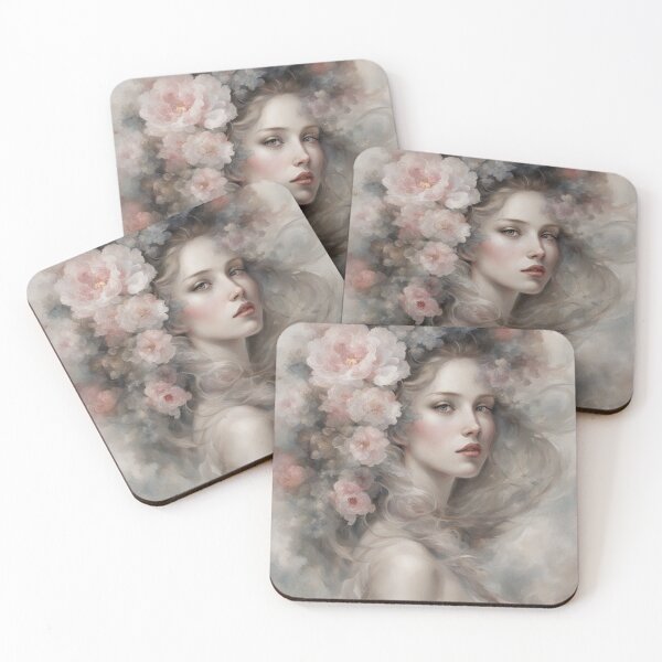 Item preview, girl, blooming garden, apple tree, Japan designed and sold by DonnaBlankaArt.