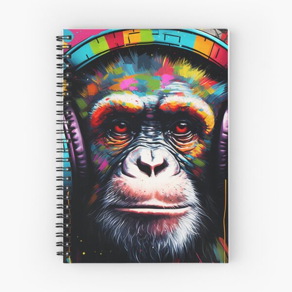 Item preview, Colorful DJ Monkey Thinker with Blue Headphones  designed and sold by GrinGalore.