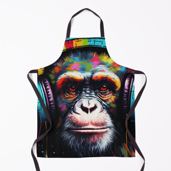 Item preview, Colorful DJ Monkey Thinker with Blue Headphones designed and sold by GrinGalore.
