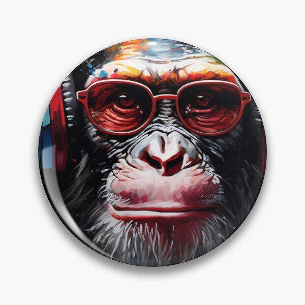 Item preview, DJ Monkey Thinker with Headphones and Red Glasses designed and sold by GrinGalore.
