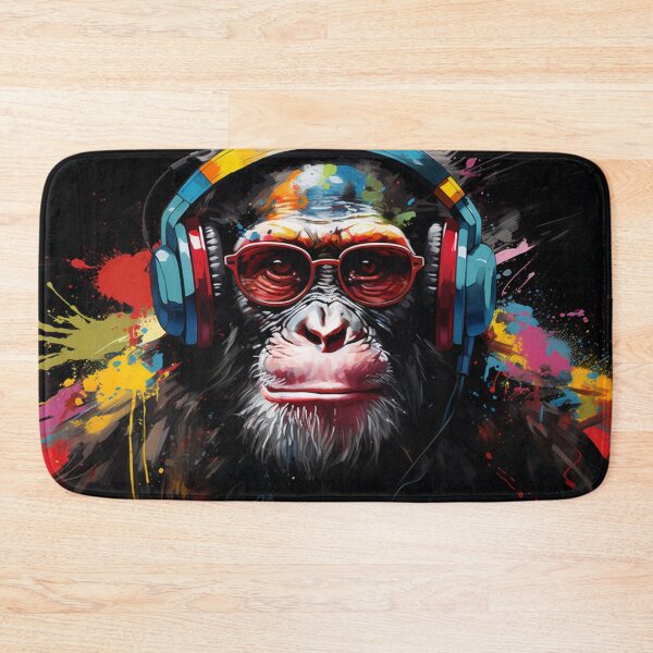 Item preview, DJ Monkey Thinker with Headphones and Red Glasses designed and sold by GrinGalore.