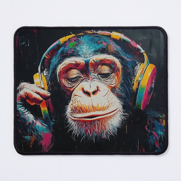 Item preview, DJ Monkey Thinker with Colorful Headphones designed and sold by GrinGalore.