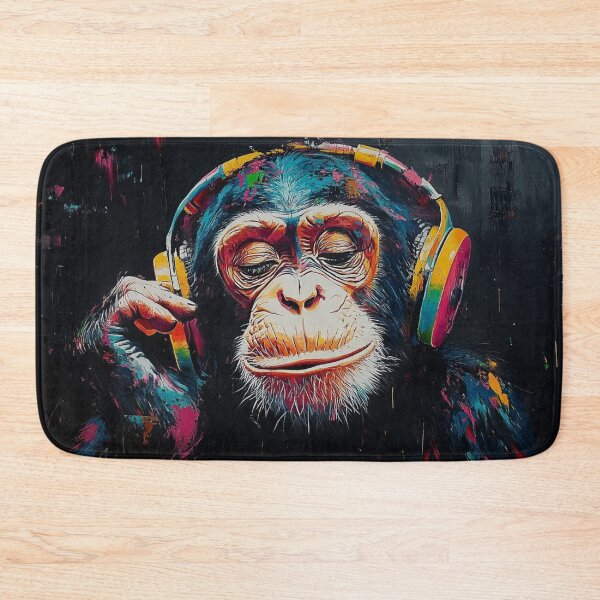 Item preview, DJ Monkey Thinker with Colorful Headphones designed and sold by GrinGalore.
