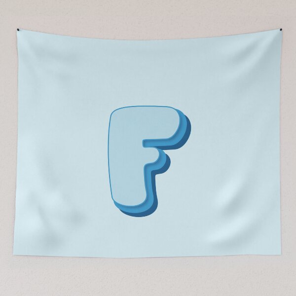 Item preview, Letter F -  Initial F - Baby Name - Retro Personalized Name - Retro Colors Cute Blue Lettering - Vintage Style Typography - Retro Monogram - Pale Blue, Bright Blue, Dark Blue Colors - Letter F designed and sold by TheIconShop.