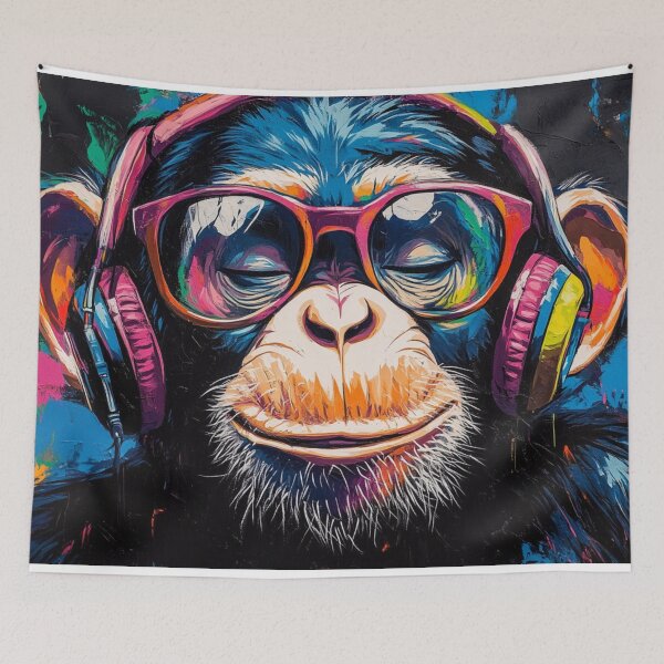 Item preview, DJ Monkey Thinker with Headphones and Pink Glasses designed and sold by GrinGalore.