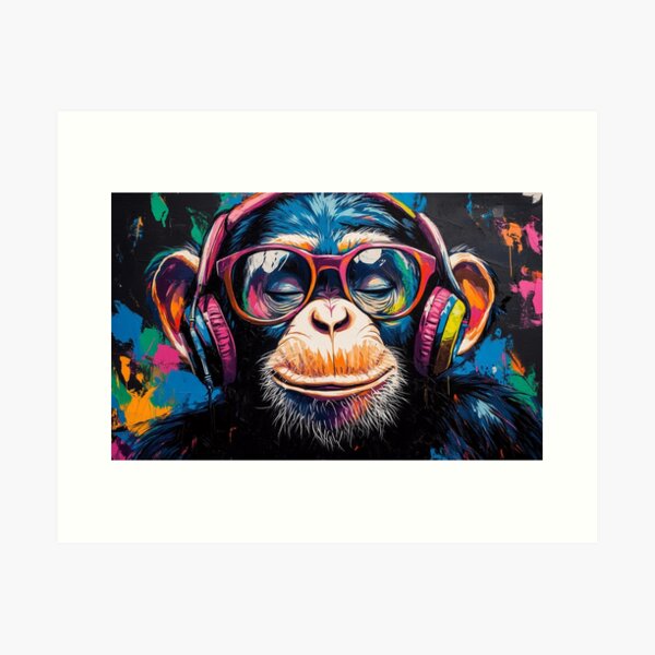 Thinking monkey - Colorful smart monkey painting, young art, colorful watercolors painting, monkey with glasses print, cool outlet monkey