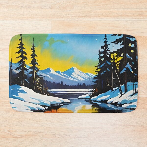 Item preview, landscape, forest, river, sunset, winter designed and sold by DonnaBlankaArt.