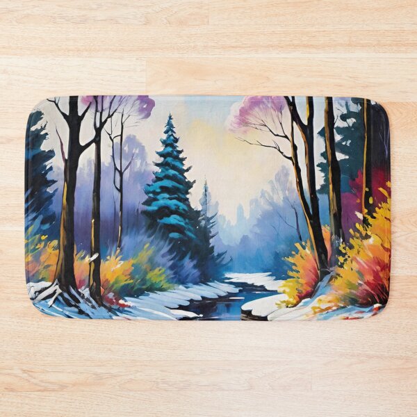 Item preview, landscape, forest, river, sunset, winter designed and sold by DonnaBlankaArt.