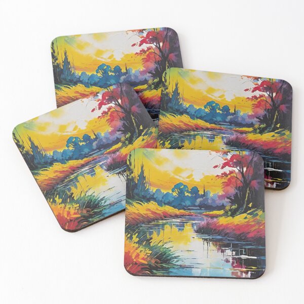 Item preview, landscape, forest, river, sunset, summer designed and sold by DonnaBlankaArt.