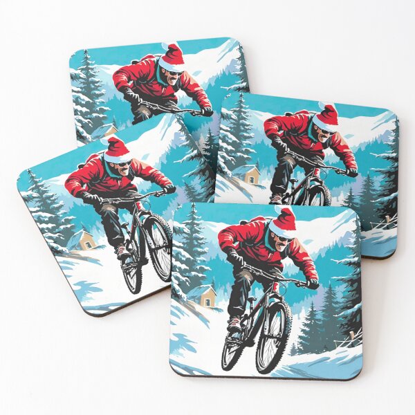Item preview, Mountain Biker Shredding Through Christmas Snow designed and sold by GrizzlyCollective.