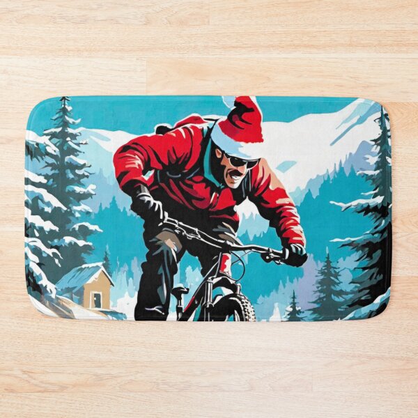 Item preview, Mountain Biker Shredding Through Christmas Snow designed and sold by GrizzlyCollective.
