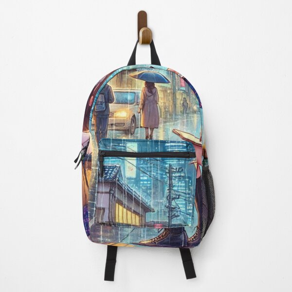 Item preview, "Rainy Day City Bench - Girl with Umbrella Artwork" designed and sold by choder61.