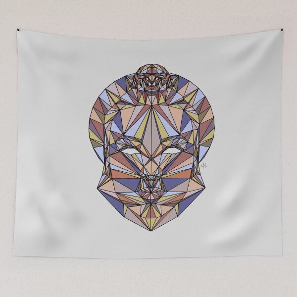Item preview, Modern Geometric Portrait in Triangles - Mustard and Purple Tones designed and sold by YaraCreatyque.
