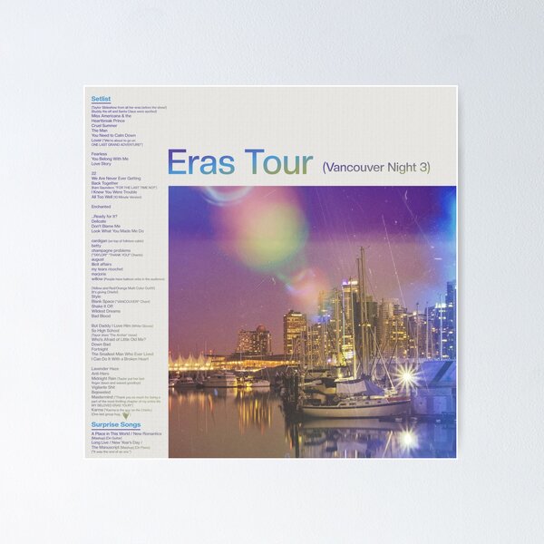 Vista previa del artículo con la obra «Lista de canciones de Eras Vancouver Noche 3», diseñado y vendido por SheWolfDaughter.