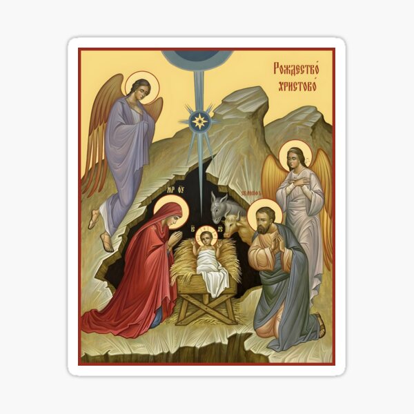 Item preview, Nativity of Christ, Christmas , sticker, Orthodox Icon designed and sold by orthodox-icon.