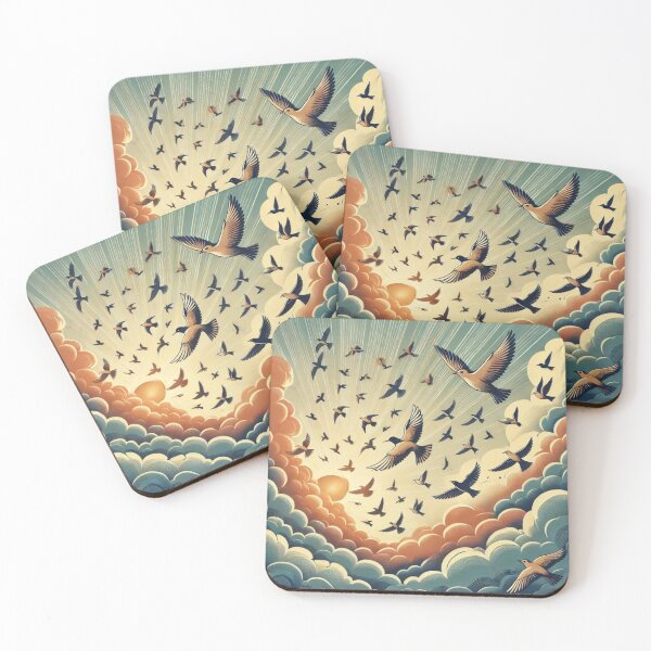 Item preview, A Flock of Birds Soaring Through a Cloudy Sunrise Sky designed and sold by choder61.
